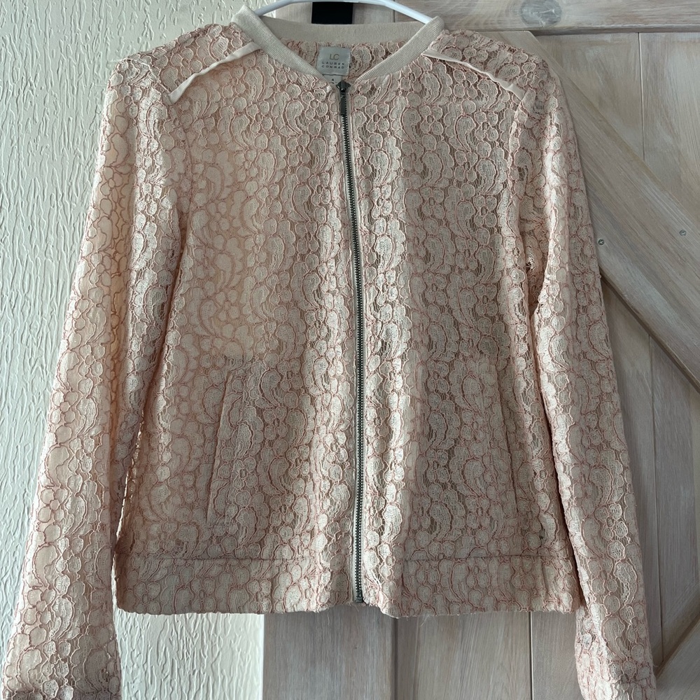 LC Lauren Conrad Lace Blazer in Cream